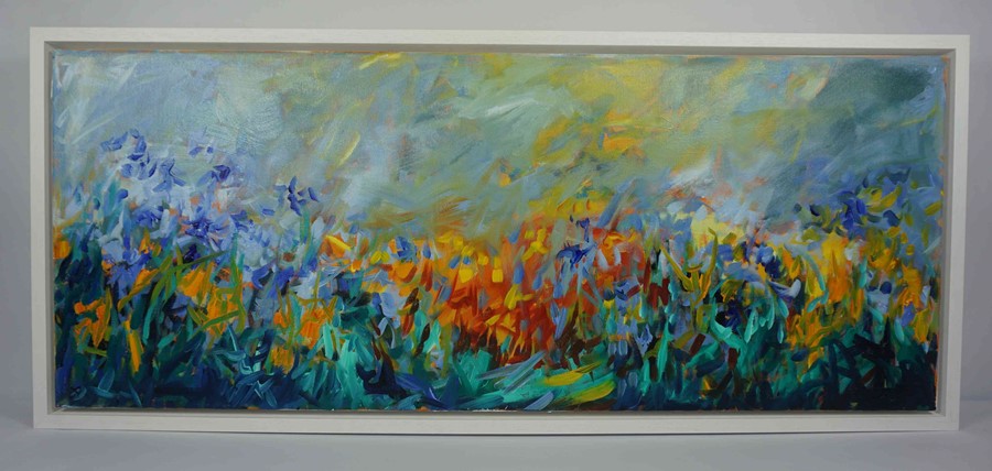 Clare Blois (Scottish, B.1953) "Machair", oil on canvas, signed to lower left, signed to artist - Image 2 of 5