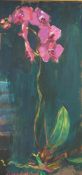 Selina Wilson (British, B.1986) "Pink Orchid", acrylic on board, signed to lower left, signed and