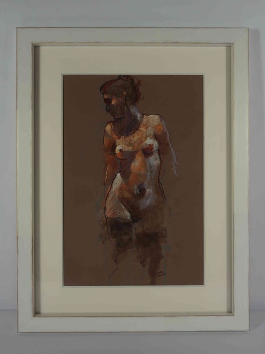 Derek Jones (English, B.1945) "Rebekah", pastel, signed, 45cm x 23cm (Framed 62cm x 43cm). Nude - Image 2 of 4