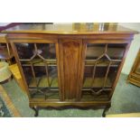 Mahogany Display Cabinet, Having two glazed doors enclosing a shelved interior, Raised on Cabriole