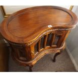 Reproduction Hardwood Kidney Shaped Display Cabinet, Having a Detachable tray top, Above a Glazed