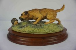 D.Geenty, "Border Terrier with Hedgehog" Border Fine Arts Figure Group, 8cm high, With box