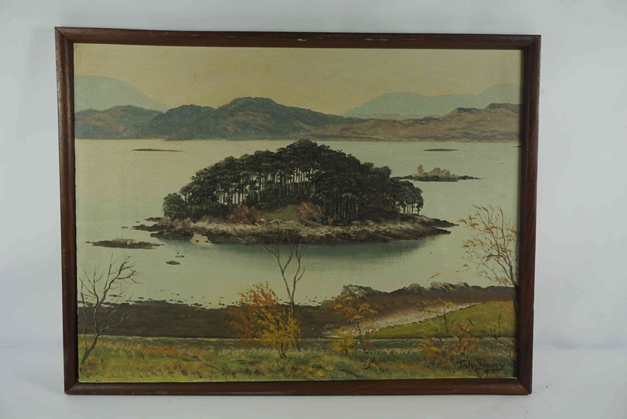 John Davey "Craig Island, Loch Carron" Oil on Board, Signed to lower right, 44cm x 60cm - Image 3 of 3