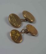 Two 9ct Gold Cufflinks, Stamped 375, Gross weight 3.8 grams, (2)