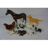 Group of Beswick and Other Animal Figures, To include a Collie Dog, Ram, Sheep, Horse etc, (9)