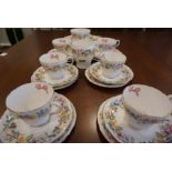 Shelley Part Porcelain Tea Set, Decorated with panels of Floral Sprays, 21 pieces