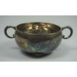Edward VII Silver Twin Handled Bowl, Hallmarks for London 1907-08, 5.5cm high, 14.5cm wide, 4.44