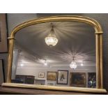 Victorian Style Gilt Framed Overmantel Mirror, 82cm high, 116cm wide, 6cm deep