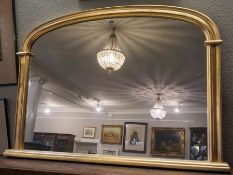 Victorian Style Gilt Framed Overmantel Mirror, 82cm high, 116cm wide, 6cm deep