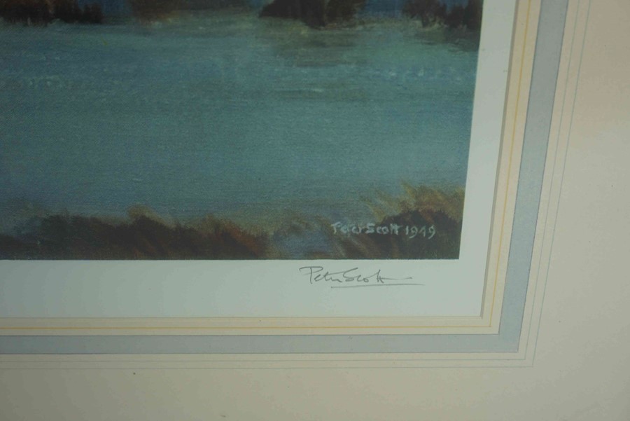 Peter Scott (1909-1989) "Flying Ducks" Signed Print, Signed in pencil, Blind stamp to lower left, - Image 2 of 4