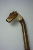 Gentlemans Walking Stick, Carved as the Head of a Dog, circa 19th century, 91cm long