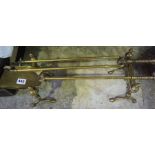 Pair of Brass Fire Dogs, With Two Fire Irons, Brass Dogs 80cm high, (4)