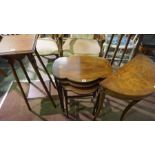 Mahogany Nest of Three Tables, Largest 62cm high, 56cm wide, Also with two Oak plant stands, and a