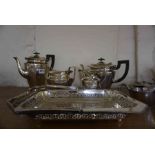 Large Quantity of Silver Plated Wares, To include two four piece Tea Sets, Cake Basket, Entree Dish,