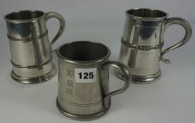 Quantity of Silver Plated and Pewter Tankards, Also with Metal and Glass examples,To include a