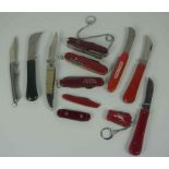 Twelve Assorted Pocket / Combination Knifes, To include examples by Wenger of Switzerland,