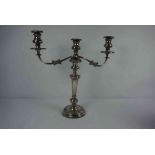 Silver Plated Candleabra, circa late 19th / early 20th century, Having three sconces, 42cm high,