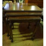 Mahogany Nest of Three Tables, Raised on Ball and Claw Feet, Largest Table 56cm high, 60cm wide,