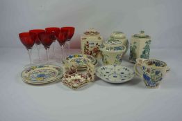 Quantity of Porcelain, To include Masons Regency pattern examples, Also with a set of six Ruby