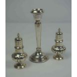 Silver Candlestick, Marks rubbed, 16cm high, Gross weight 4.95 ozt, Also with a pair of Silver