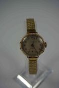 Rolex 9ct Gold Ladies Wristwatch, circa early part to mid 20th century, Having a Silvered dial