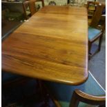 Vintage Walnut Drop Leaf Table, 76cm high, 159cm long, 76cm wide, Also with four Vintage oak