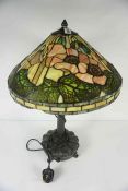 Tiffany Style Table Lamp, With Shade, Fitted for Electricity, Approximately 69cm high, Shade 53cm