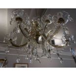 Venetian Style Glass Chandelier, Having cut glass pans and drops, Approximately 20cm high, 50cm
