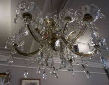 Venetian Style Glass Chandelier, Having cut glass pans and drops, Approximately 20cm high, 50cm