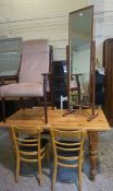 Quantity of Furniture, To include Floor Lights, Pine Table, Fireside Armchair, Folding Table, Chairs