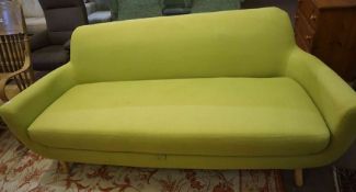 Contemporary Three Seater Sofa, Upholstered in a Lime green Fabric, 80cm high, 195cm wide, 80cm