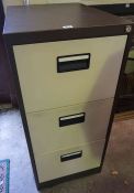 Metal Filing Cabinet, Having three drawers, 101cm high, 46cm wide, 63cm deep