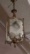 Regency Style Gilt Metal Lantern Hall Light, Having four glazed panels, Approximately 30cm high