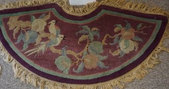 Tibet Rug, Decorated with Parrots in Foliage on an Aubergine ground, 120cm x 35cm