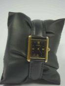 Must De Cartier Ladies Silver Gilt Tank Wristwatch, Quartz movement, Black dial with a Sapphire