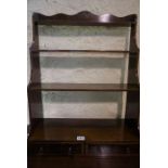 Set of Mahogany Wall Hanging Shelves, Having open shelves above two small drawers, 65cm high, 50cm