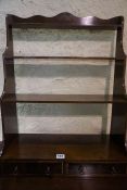 Set of Mahogany Wall Hanging Shelves, Having open shelves above two small drawers, 65cm high, 50cm