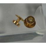 Pair of 15ct Gold and Diamond Studs, Set with a small Diamond to the underside, stamped 15ct,