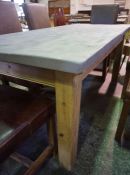 Pine Refectory Style Dining Table, Having a Painted rectangular top, 81cm high, 185cm wide, 89cm