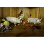 Collection of Beswick Animal Figures, To include two Pigs, Bird figure, Horses, Fox etc, Some with