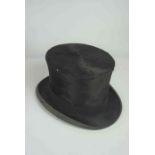 Lock & Co Hatters, St James st London, Vintage Black Silk Top Hat, Internal Dimensions 19cm wide,