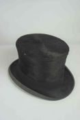 Lock & Co Hatters, St James st London, Vintage Black Silk Top Hat, Internal Dimensions 19cm wide,