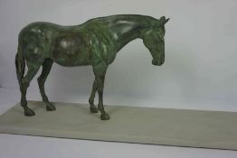 Frippy Jameson (British, B.1978) "Jamaica" Thoroughbred Racehorse, Bronze Horse in Verdigris, Signed