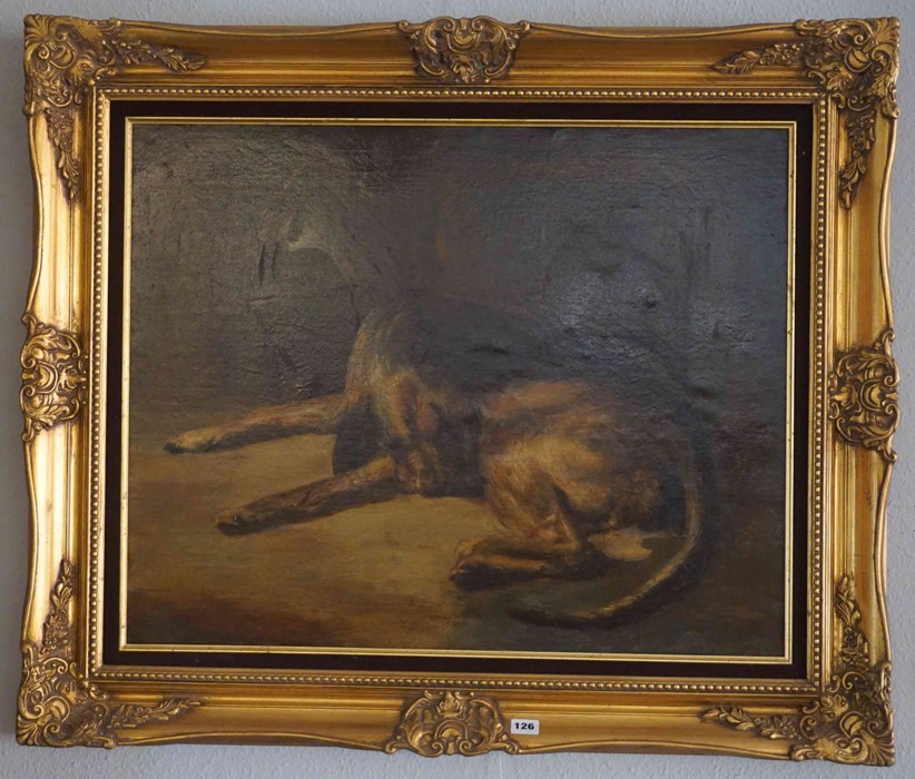 British School "Pointer Dog Resting" Oil on Canvas, 59.5cm x 74.5cm, In a gilt frame - Image 2 of 2
