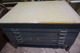 Metal Plan Chest, Having five drawers, 82cm high, 130cm wide, 100cm deep