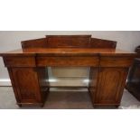 Victorian Mahogany Pedestal Sideboard, Having a pediment top above a central drawer, Flanked with