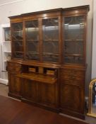 Mahogany Breakfront Library Secretaire Bookcase, Retailed by Gillespie & Woodside, Having four
