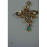 9ct Gold Opal and Seed Pearl Holbein / Pendant, circa early 20th century, Stamped 9ct, On a 9ct Gold