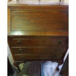 Mahogany Writing Bureau, Having a Fall front enclosing fitted drawers and Pigeon holes, Above