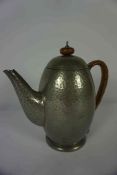 Tudric Pewter Coffee Pot, Stamped No 01455 to underside, 18cm high